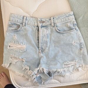 Zara Faded Blue Denim Shorts